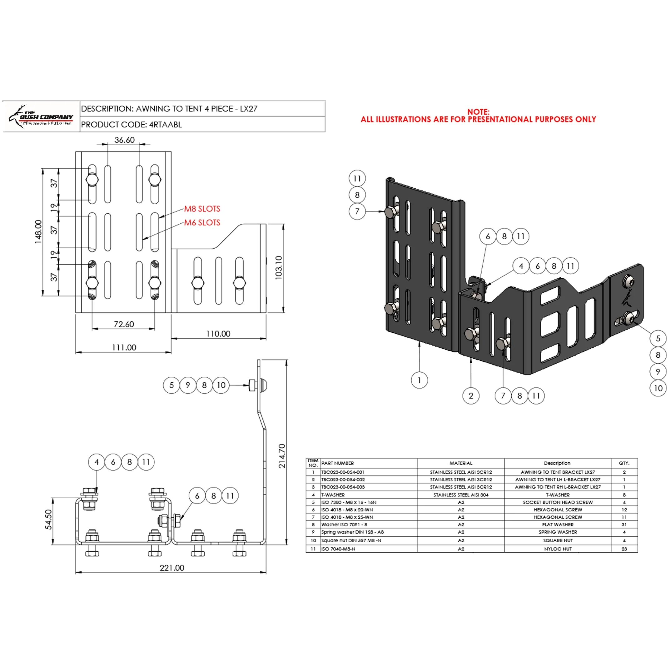 Awning To Tent Bracket 4 Piece - LX27 - Image 7